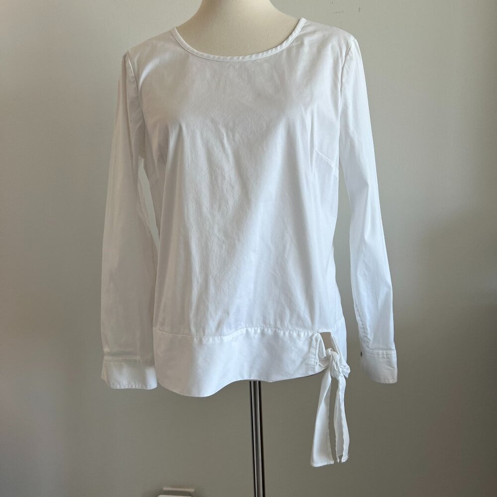 Talbots White Long Sleeve Top with side tie